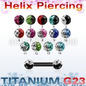 utbbe23e anodized titanium g23 barbell with 2 color ball