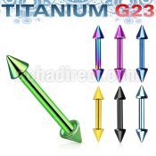 utbben25 anodized titanium g23 eyebrow helix barbell with cones