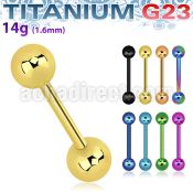 utbbg anodized titanium g23 nipple barbell with 6mm balls