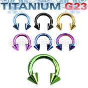 utcbcn5 anodized titanium g23 circular barbell, 14g 5mm cones