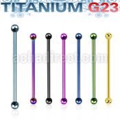 utinb4 anodized titanium g23 industrial barbel with 4mm balls