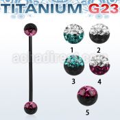 utinfr5e anodized titanium g23 barbell w 5mm 2 color balls