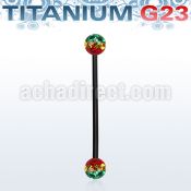 utinfr5r anodized titanium g23 barbell w 5mm rasta balls