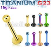 utlbb25 anodized titanium g23 labret w two 2 5mm balls