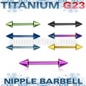 utnpcn5 anodized titanium g23 nipple barbell with a 5mm cones
