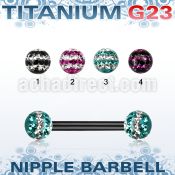utnpfr5d anodized titanium barbell w 5mm tri line ferido balls