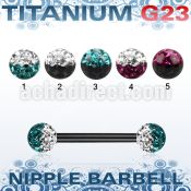 utnpfr5e anodized titanium barbell w 5mm 2 color ferido balls