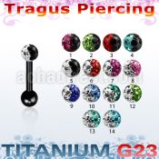 utrgt7e anodized titanium g23 tragus piercing with 2color ball
