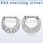 vsepf14 925 silver septum clicker w 1.2mm 316l steel closure bar