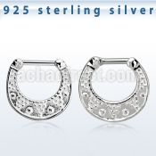 vsepf16 925 silver septum clicker w 1.6mm 316l steel closure bar