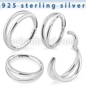 vsghe16 silver hinged segment ring 16g double plain
