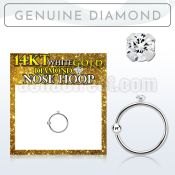 whdi 14kt white gold nose hoop w 1.5mm round real diamond