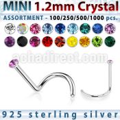 wholesale silver nose screw bulk w 1.2mm crystal top