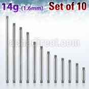 xbb14g pack of 316l steel barbell posts threading 1 6mm