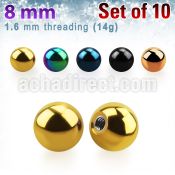 xbt8g pack of 10 pcs of 8mm anodized surgical steel balls