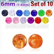 xgtb6 pack of 6mm acrylic glitter balls threading 1 6mm