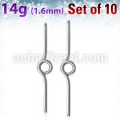 xinb14g pack of 316l steel industrial loop barbell 14g 1 6mm