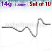 xine14g pack of 316l steel industrial heartbeat barbell