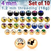 xjbt4s pack of anodized 316l steel balls with bezel crystals