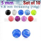 xmbbal5 5mm acrylic marble balls with 14g 1 6mm threading