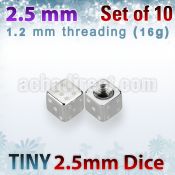 xsdi25 pack of 2 5mm 316l steel dices threading 16g 1 2mm