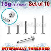 xtrufo16 steel ufo tragus labret posts w internal threading 1.2mm