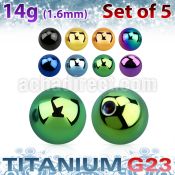 xubt8g set of 5 pcs of 8mm anodized titanium g23 balls