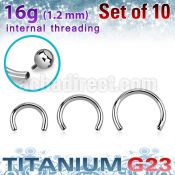 xucb16gi titanium g23 internal circular barbell posts 10pcs