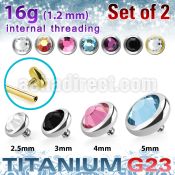 xufbin titanium g23 flat back bezel set crystal tops 2pcs