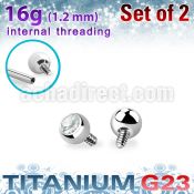 xujb25i titanium g23 ball tops with clear crystal bezel set