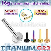 xulb16gi titanium g23 internally threaded labret posts 10pcs
