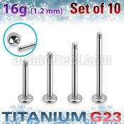 xulbm16g titanium g23 labret post 16g 3mm 10pcs