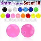 xuvb6 set of 6mm acrylic uv balls with 14g 1 6mm threading