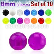 xuvb8 set of 8mm acrylic uv balls with 14g 1 6mm threading