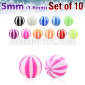 xuvbe5 set of 5mm acrylic uv beach balls with 1 6mm threading