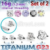 xuzrin titanium g23 prong set cz tops 09mm threading 2pcs