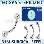 zbneb sterilized 316l steel eyebrow banana with two 3mm balls