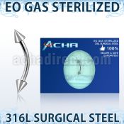 zbnecn sterilized 316l steel eyebrow banana with two 3mm cones