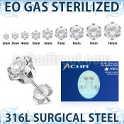 zerz sterilized steel ear studs prong set cz one pair