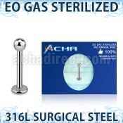 zlbb3g eo gas sterilized 316l steel labret 3mm ball