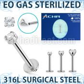 zlbczin sterilized 316l steel labret 16g clear cz internal