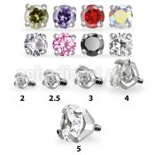 zrin prong set cz top for 16g internal threaded body jewllery