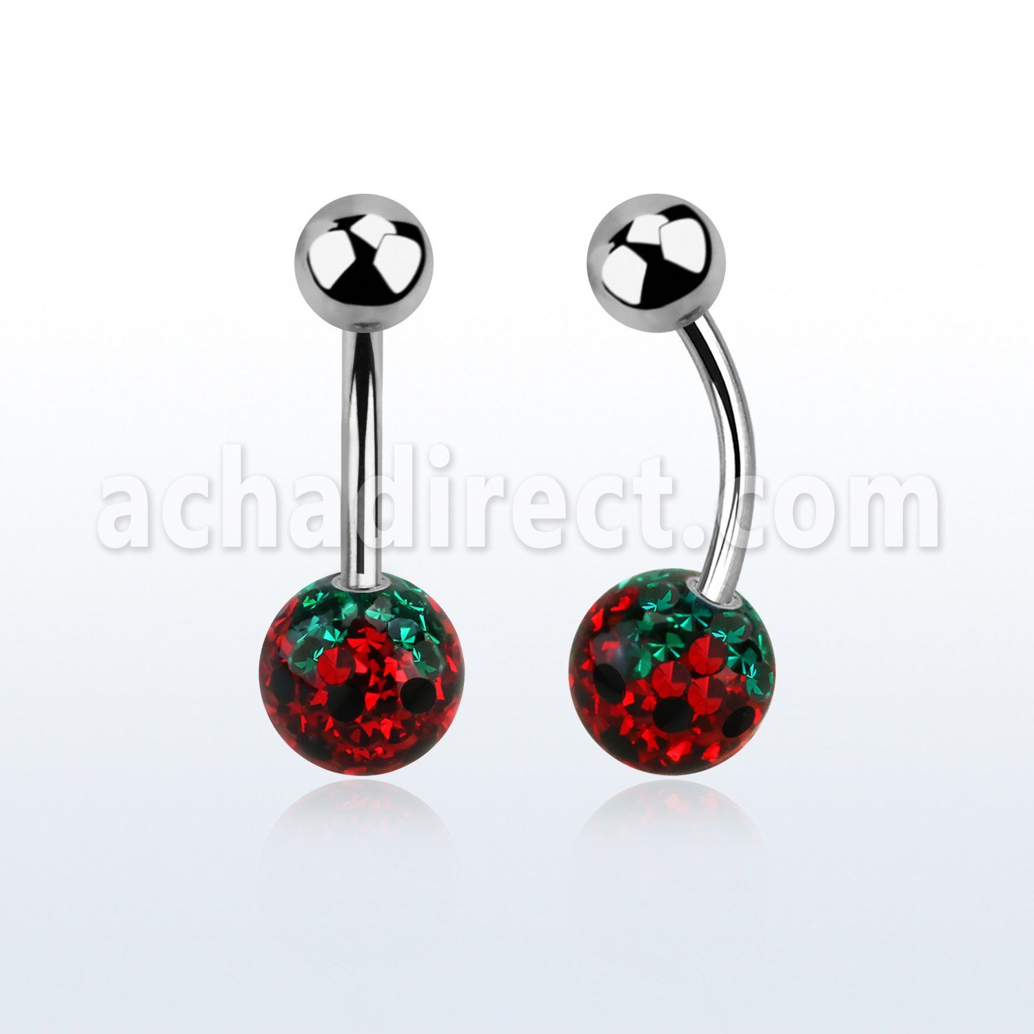 316l steel belly banana w 8mm strawberry ferido ball