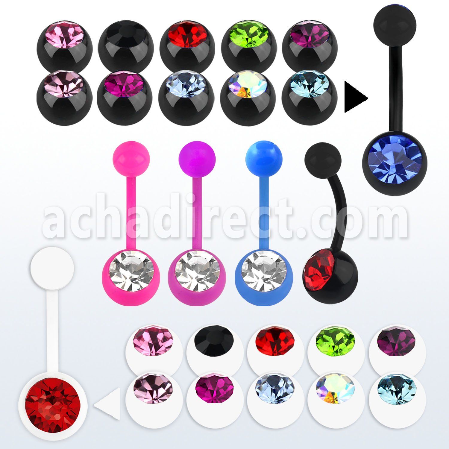 abn1cg acrylic banana with an 8mm jewel ball 5mm plain ball