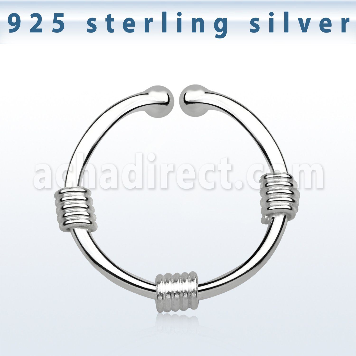 agsep12h silver fake septum ring w three wires wrapped