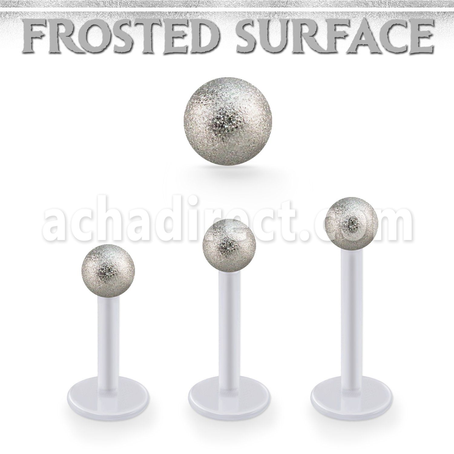 albfo3 bio  flex labret w 3mm steel ball w a frosted surface