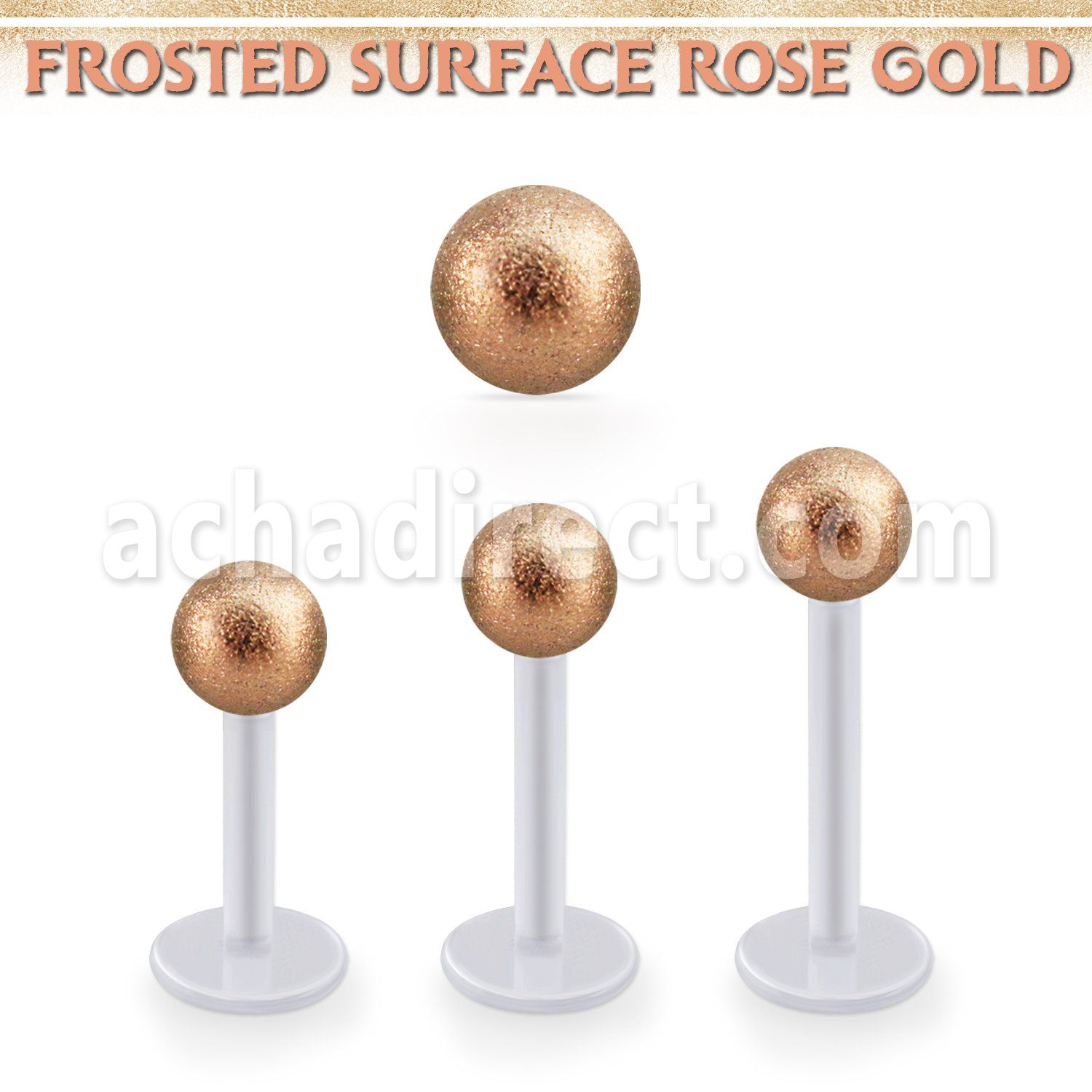 albfott5 bio  flex labret w 5mm rose gold frosted steel ball