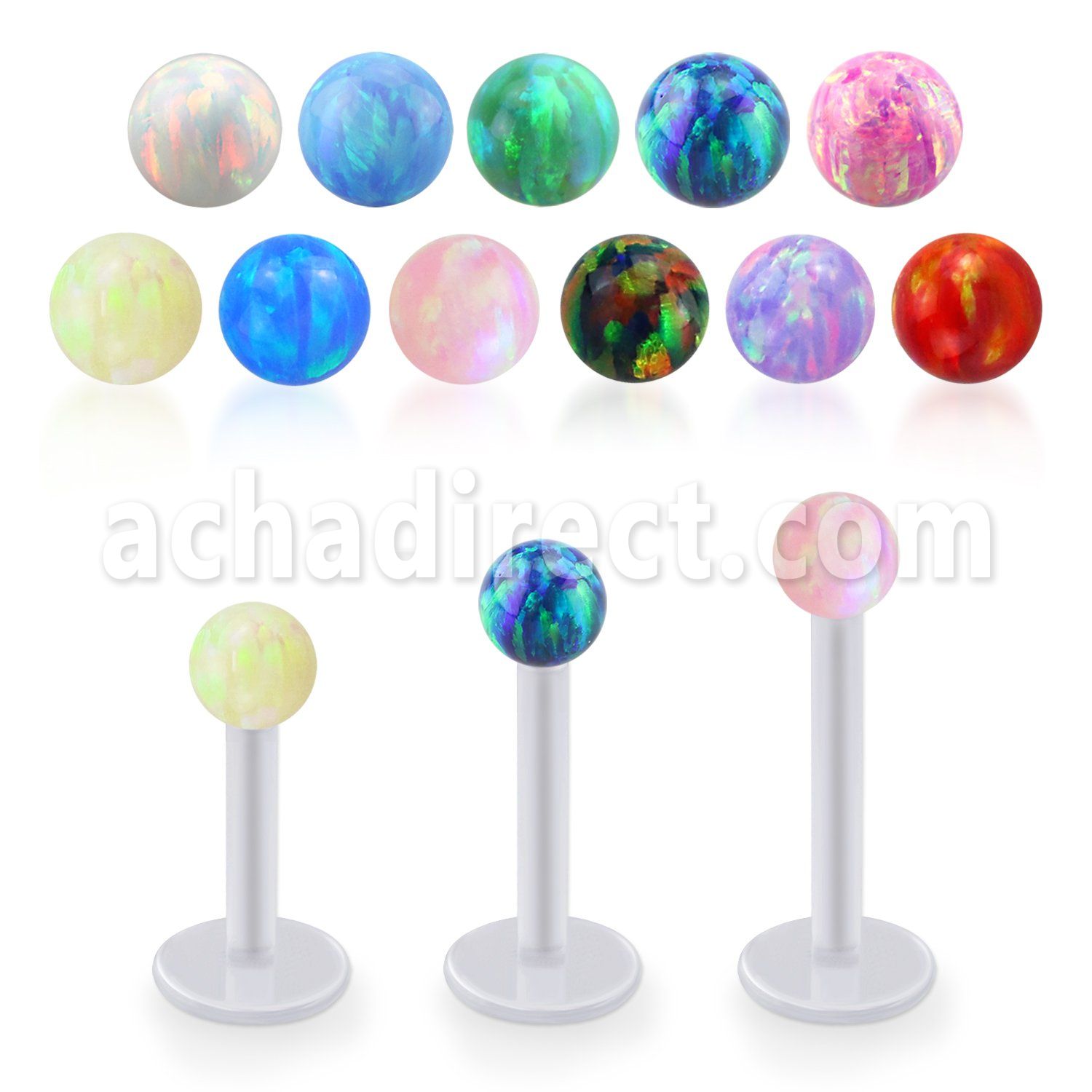 albop3 bio  flex labret w 3mm synthetic opal ball