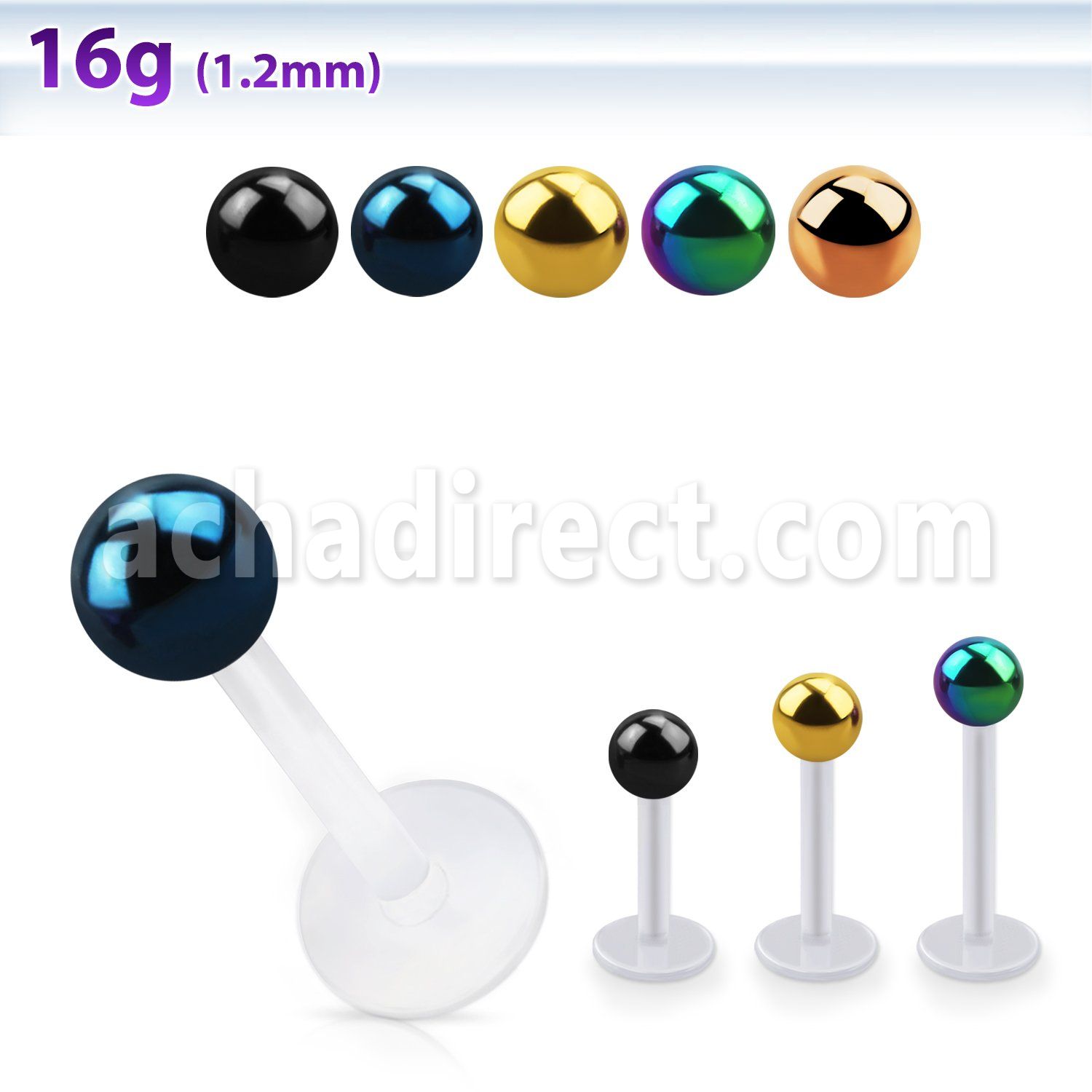 albtb4 bio  flex labret with 4mm pvd plated steel ball