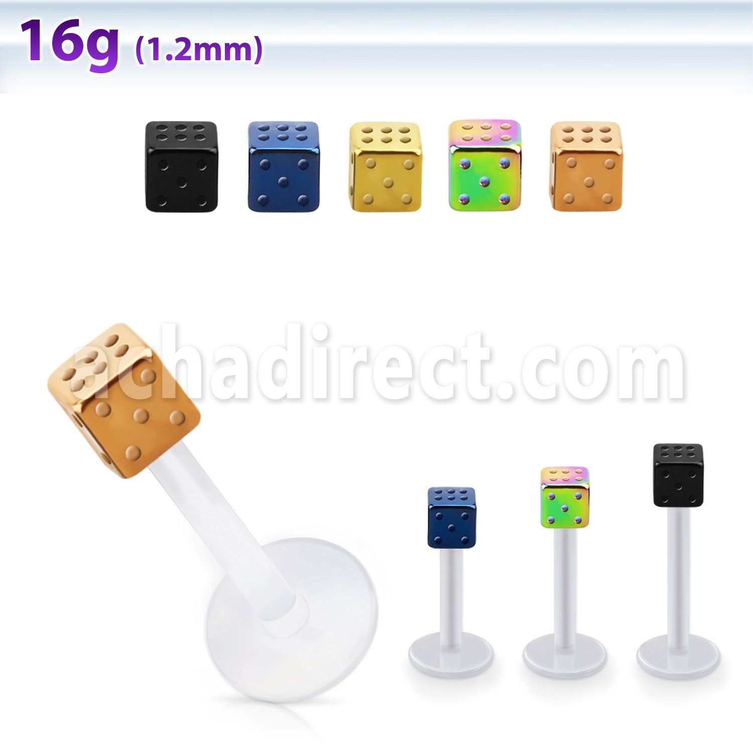 albtd3 bio  flex labret w 3mm pvd plated steel dice